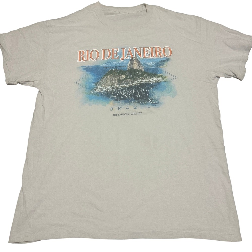 Princess Cruises Mens Rio De Janeiro Brazil‎ Graphic T-Shirt L Gray Souvenir Tee